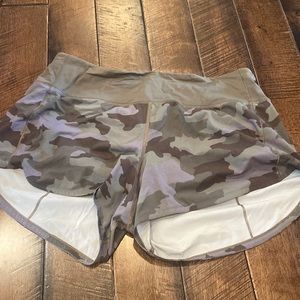 Lululemon Speed Up shorts, size 10, 4 inch, camo print